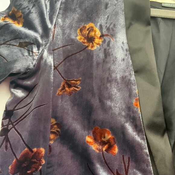 Anthropologie Small Cartonnier Velvet Floral Print Blazer Tuxedo Jacket - Picture 5 of 14